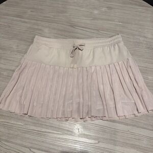 JoyLab Cream Mesh Pleated Tennis Skirt Skort Size XL Buildin Shorts Alo Dupe EUC